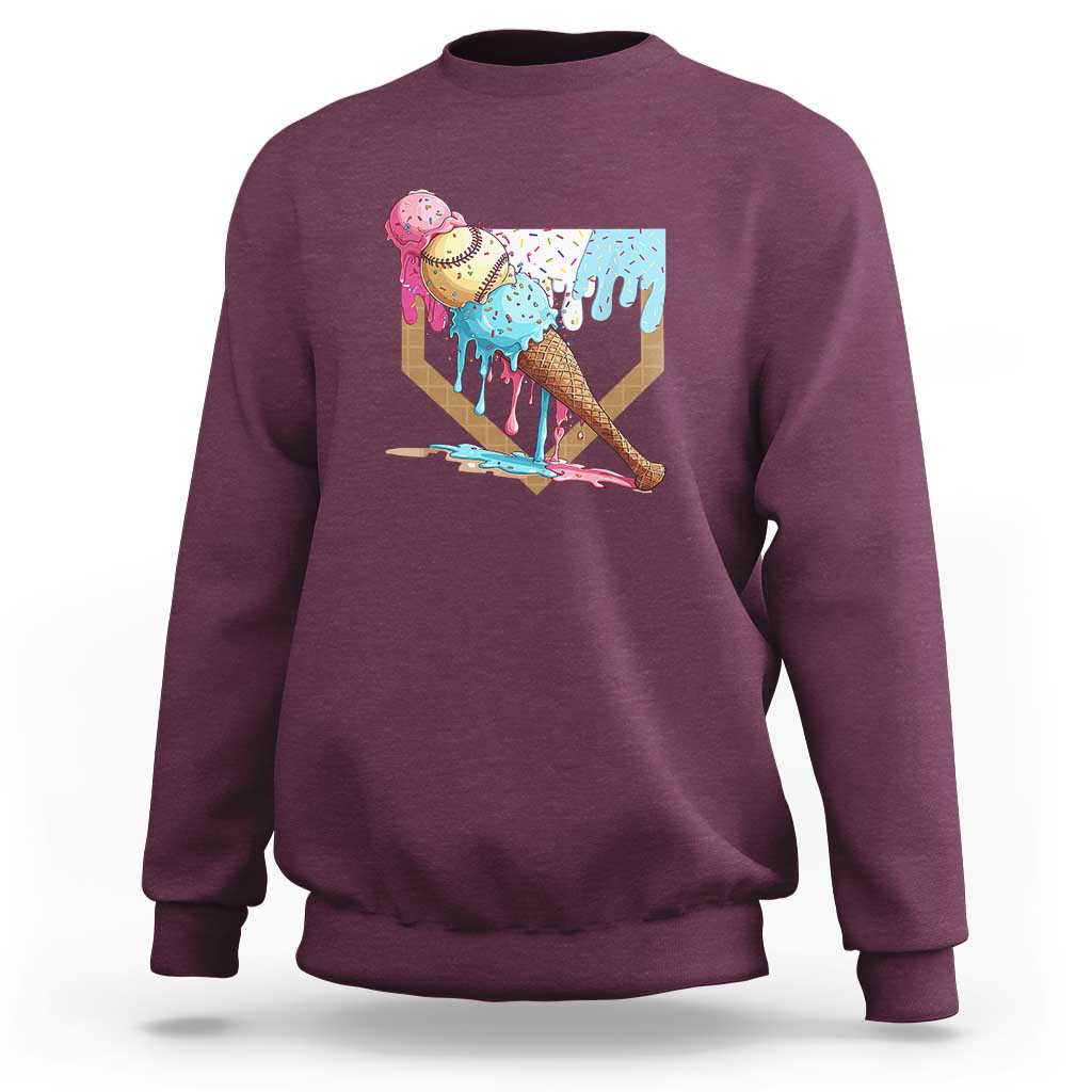 Baseball Home Ice Cream Dripping Sweatshirt