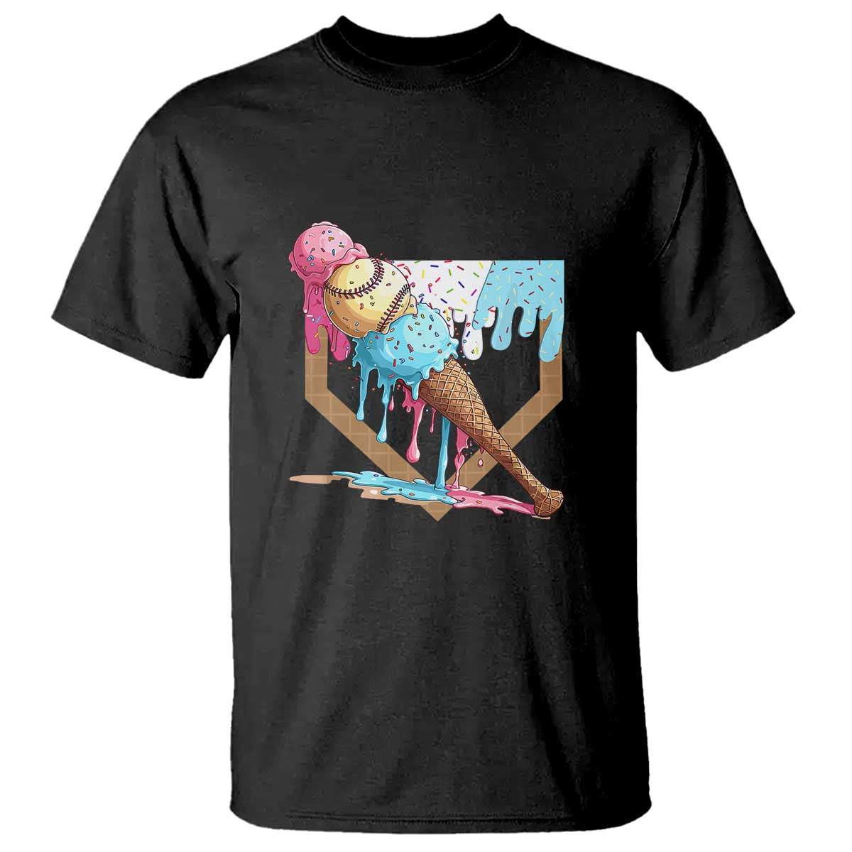 Baseball Home Ice Cream Dripping T Shirt