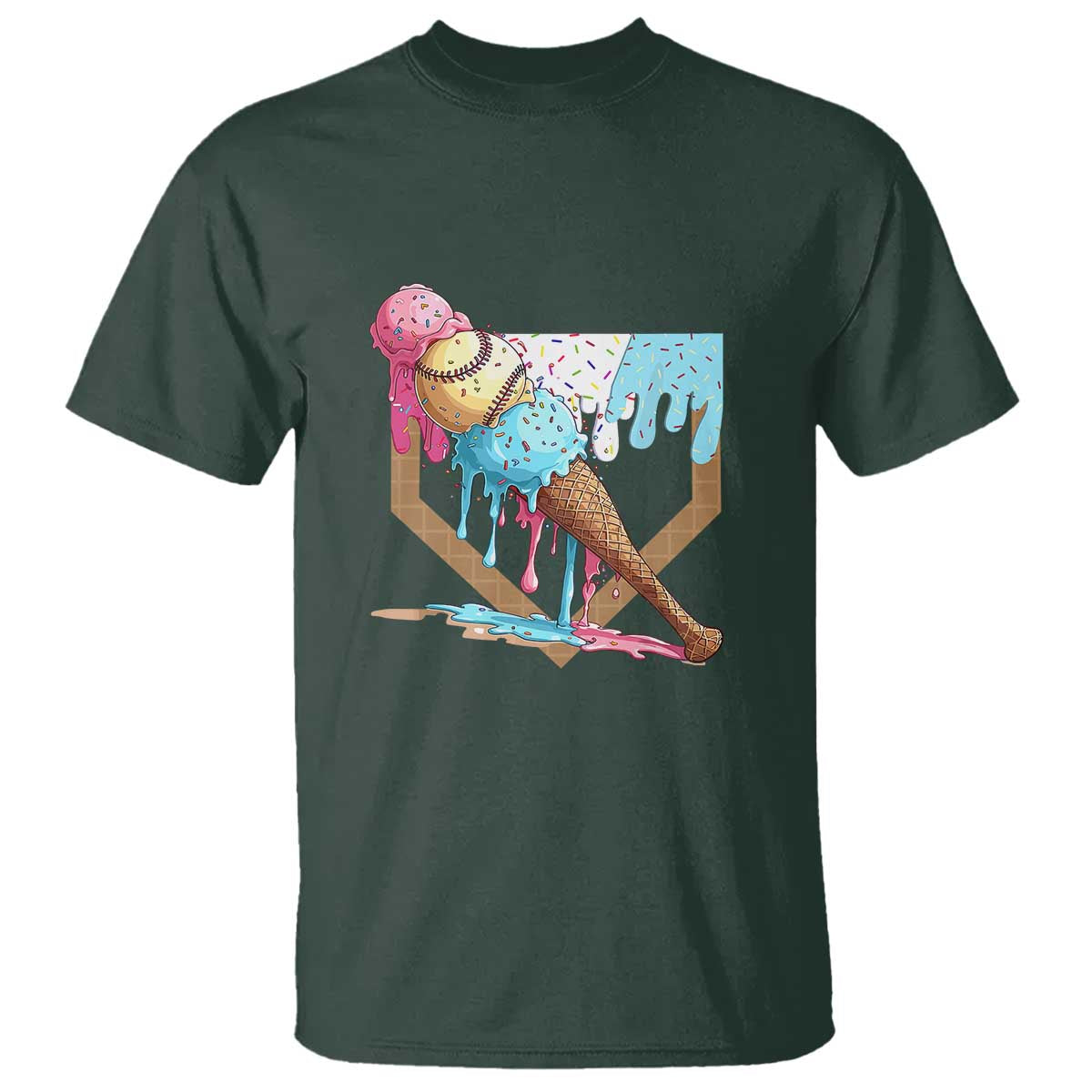 Baseball Home Ice Cream Dripping T Shirt