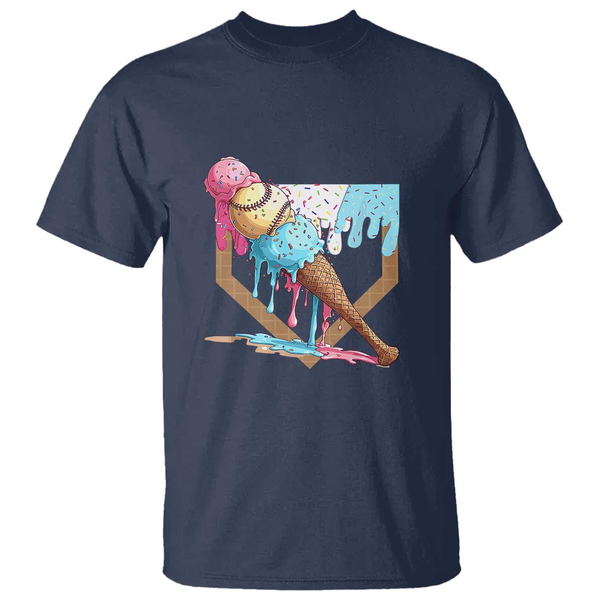 Baseball Home Ice Cream Dripping T Shirt