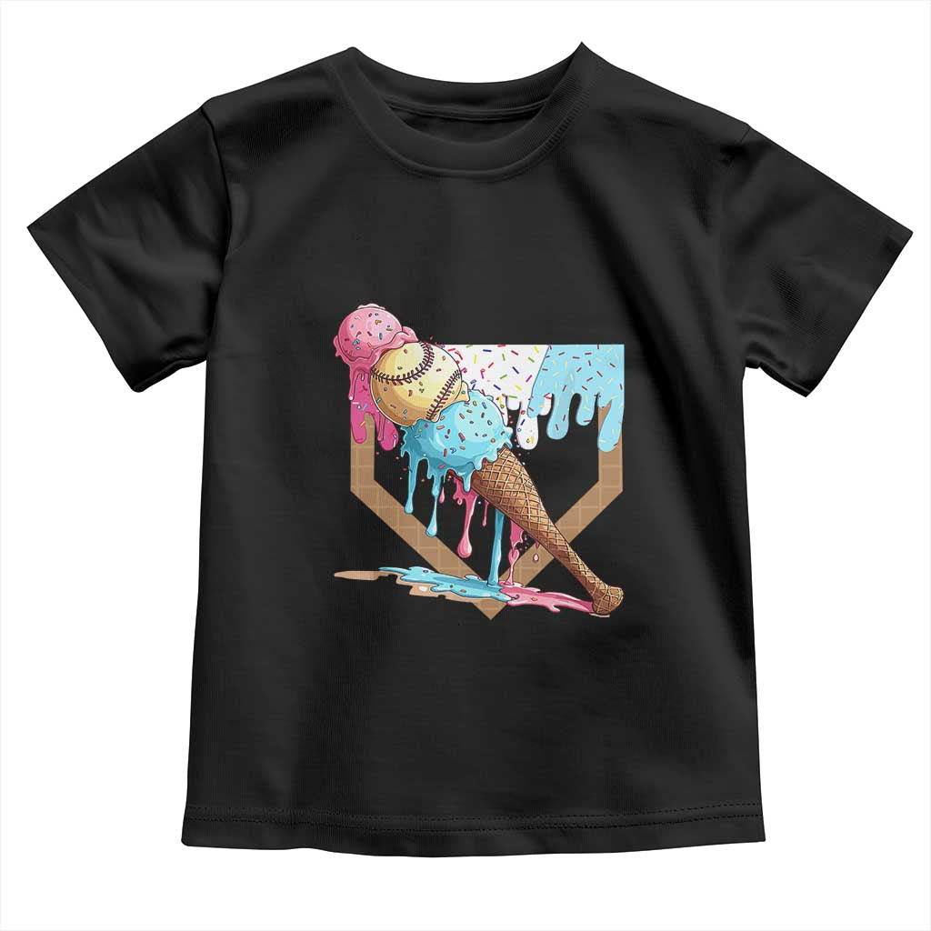 Baseball Home Ice Cream Dripping Toddler T Shirt