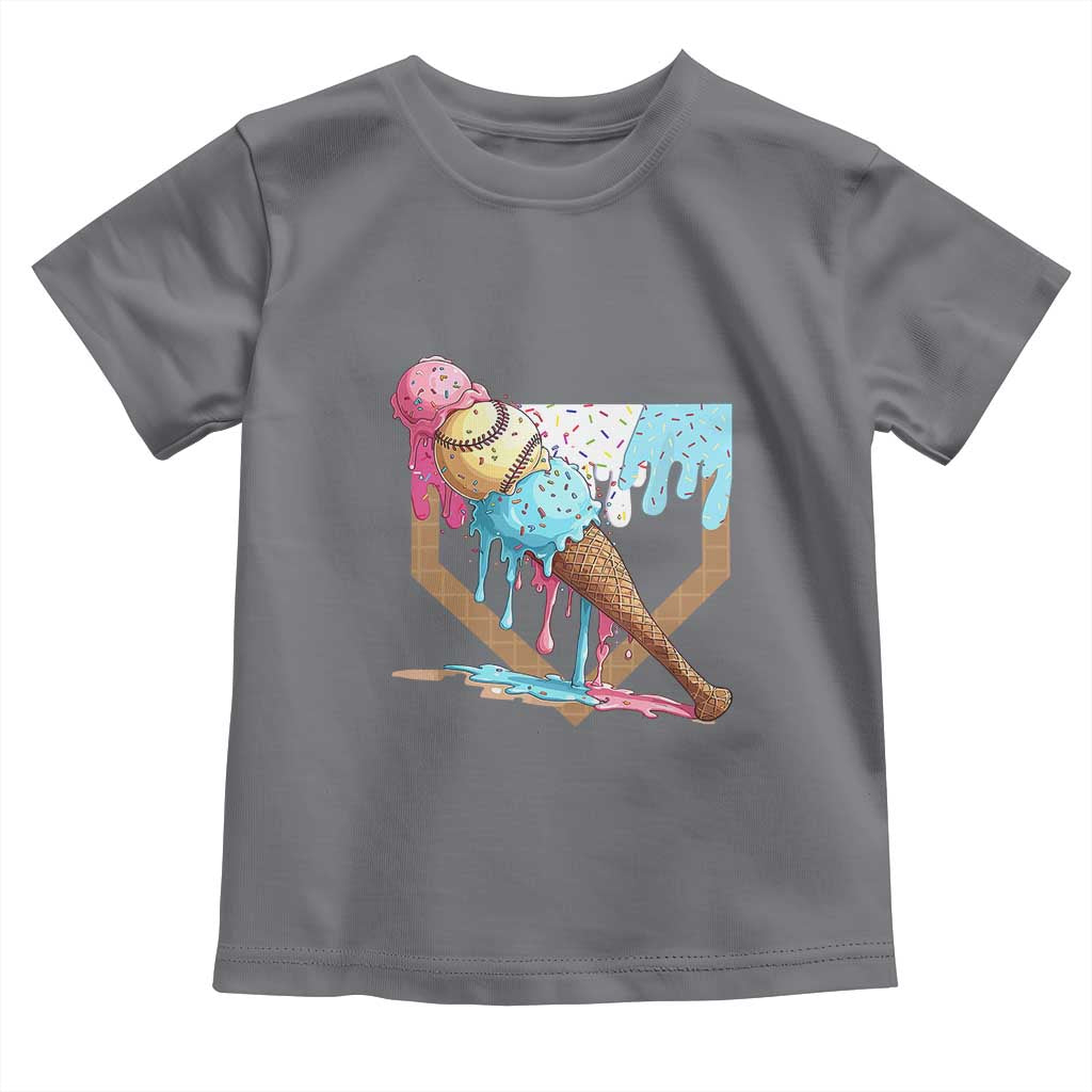 Baseball Home Ice Cream Dripping Toddler T Shirt