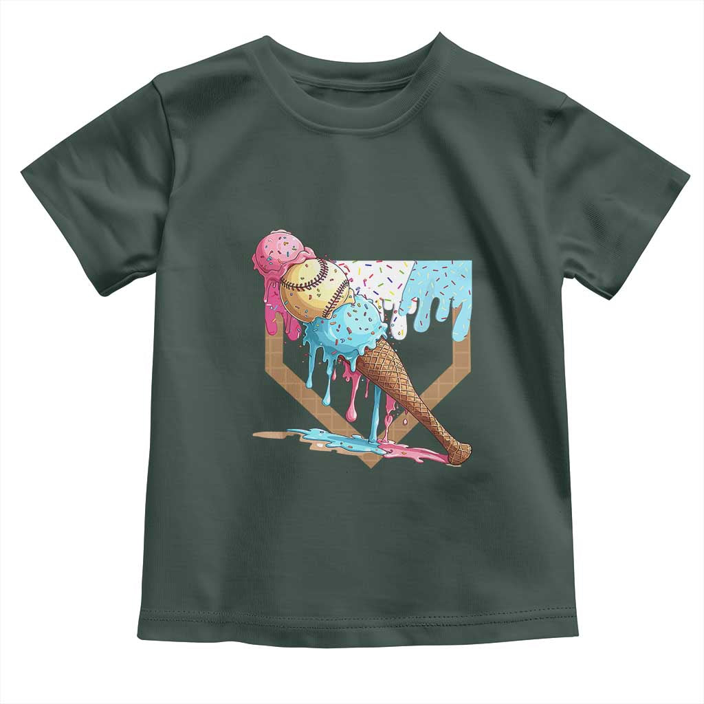 Baseball Home Ice Cream Dripping Toddler T Shirt