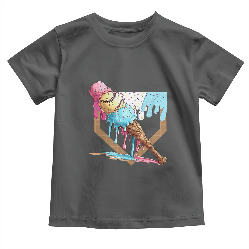 Baseball Home Ice Cream Dripping Toddler T Shirt