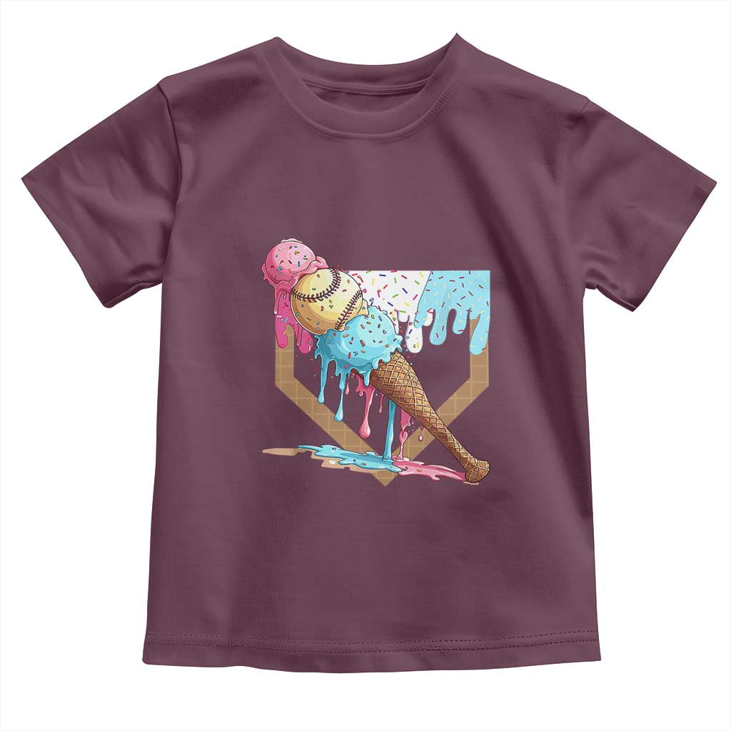 Baseball Home Ice Cream Dripping Toddler T Shirt