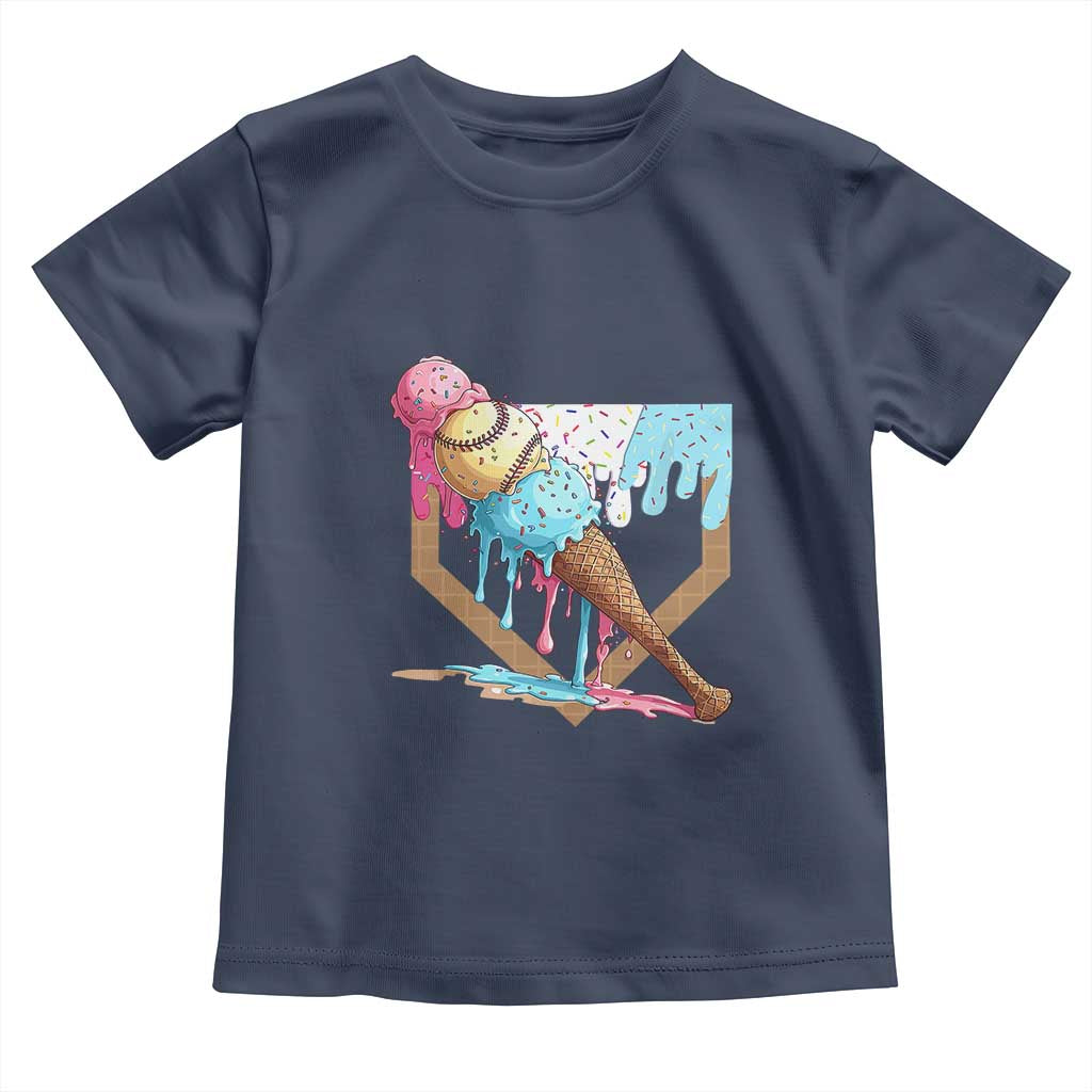 Baseball Home Ice Cream Dripping Toddler T Shirt