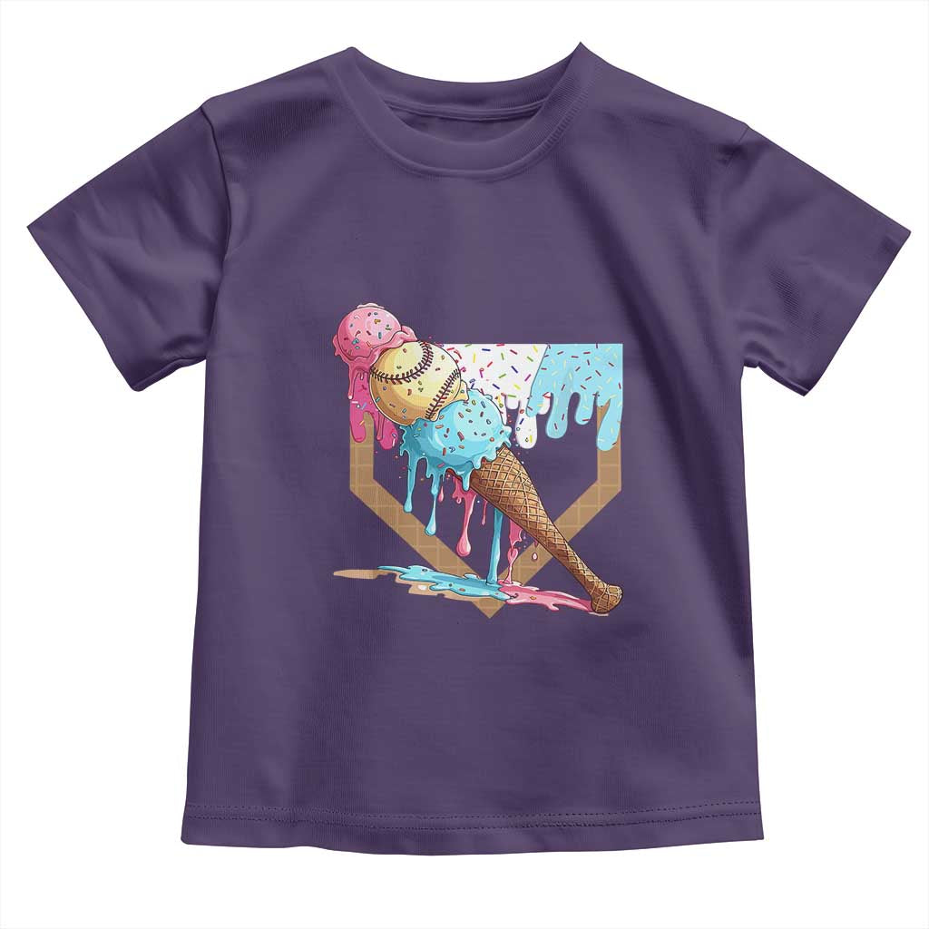 Baseball Home Ice Cream Dripping Toddler T Shirt