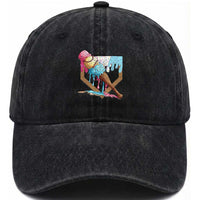 Baseball Home Ice Cream Dripping Washed Cotton Baseball Cap