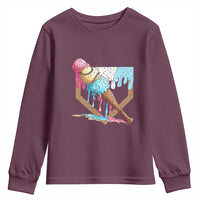 Baseball Home Ice Cream Dripping Youth Sweatshirt