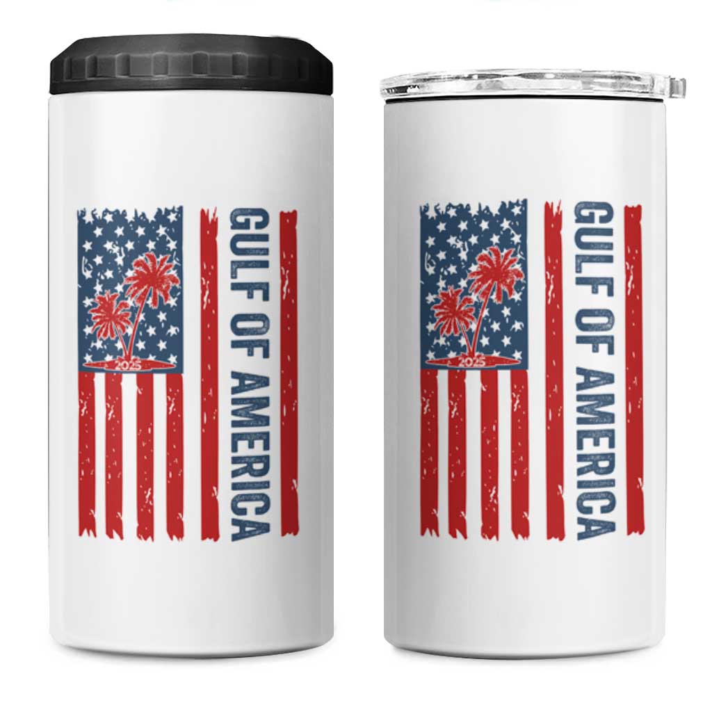 Funny Gulf Of US America Est 2025 4 in 1 Can Cooler Tumbler USA American Flag