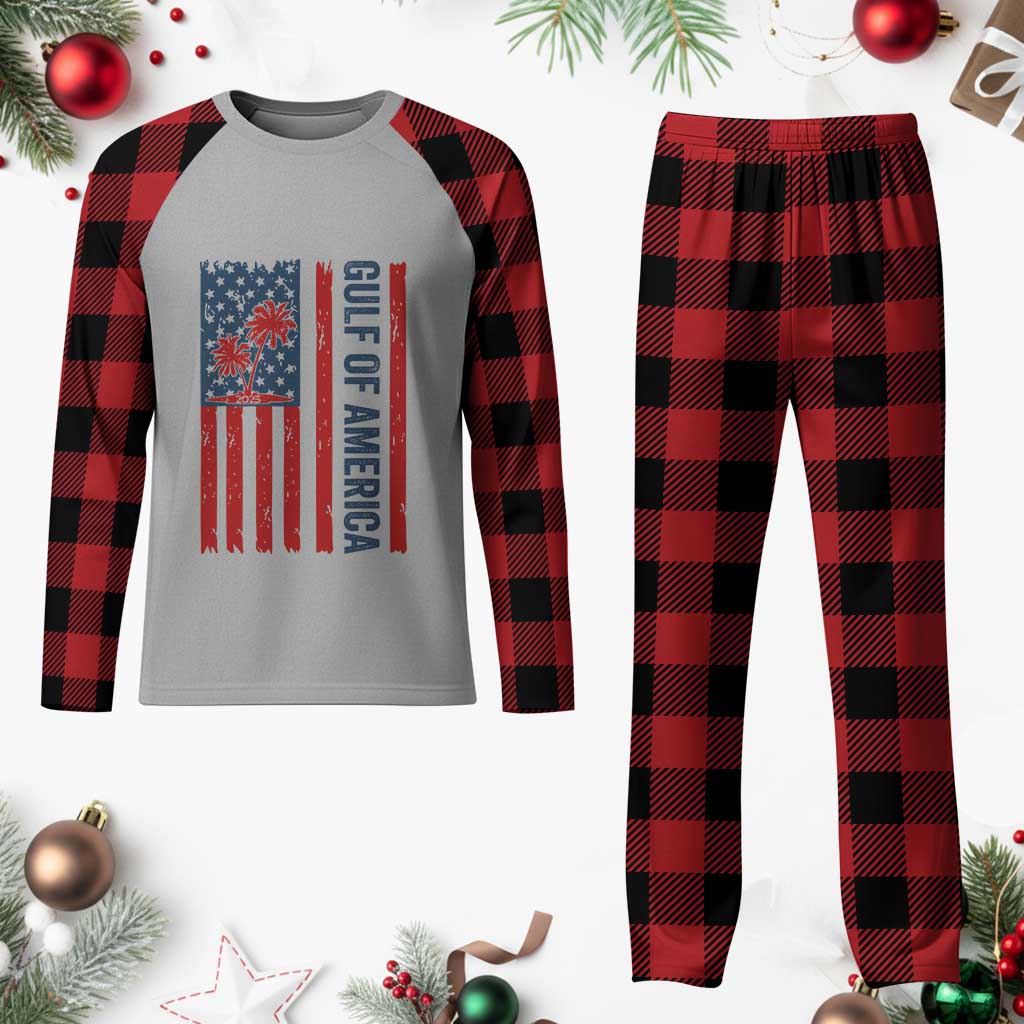 Funny Gulf Of US America Est 2025 Plaid Pajama Set USA American Flag - Wonder Print Shop