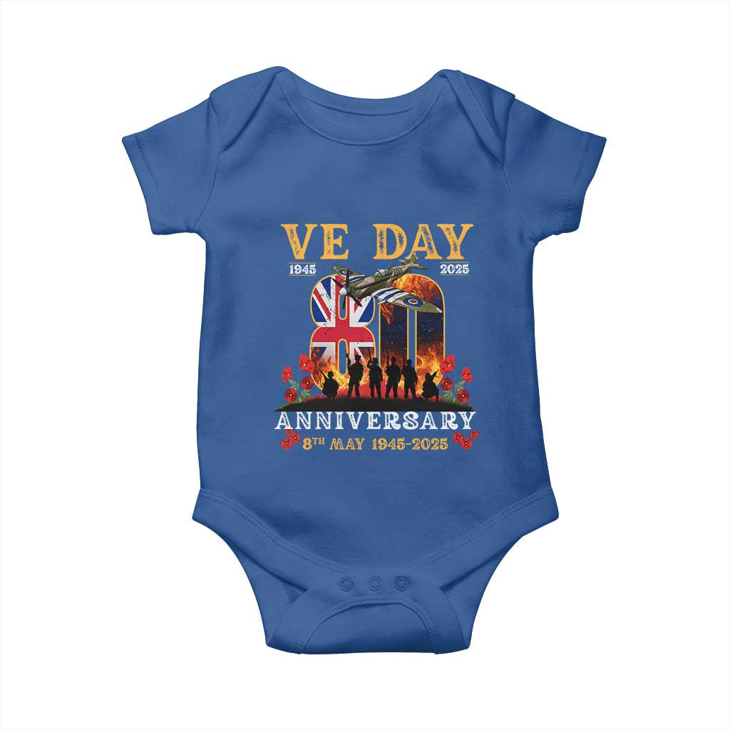 VE Day 80th Anniversary Baby Onesie 2025 Celebration Union Flag WWII Remembrance