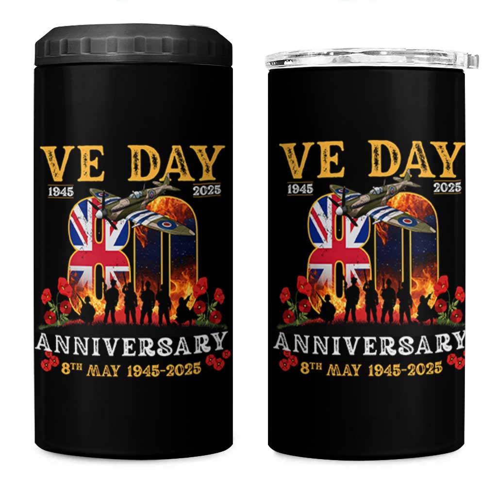 VE Day 80th Anniversary 4 in 1 Can Cooler Tumbler 2025 Celebration Union Flag WWII Remembrance