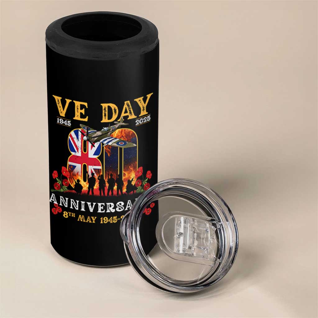 VE Day 80th Anniversary 4 in 1 Can Cooler Tumbler 2025 Celebration Union Flag WWII Remembrance