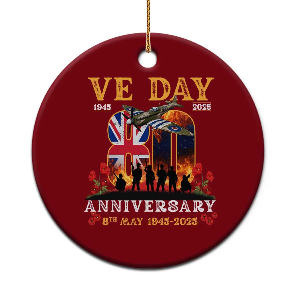 VE Day 80th Anniversary Ceramic Ornament 2025 Celebration Union Flag WWII Remembrance - Wonder Print Shop