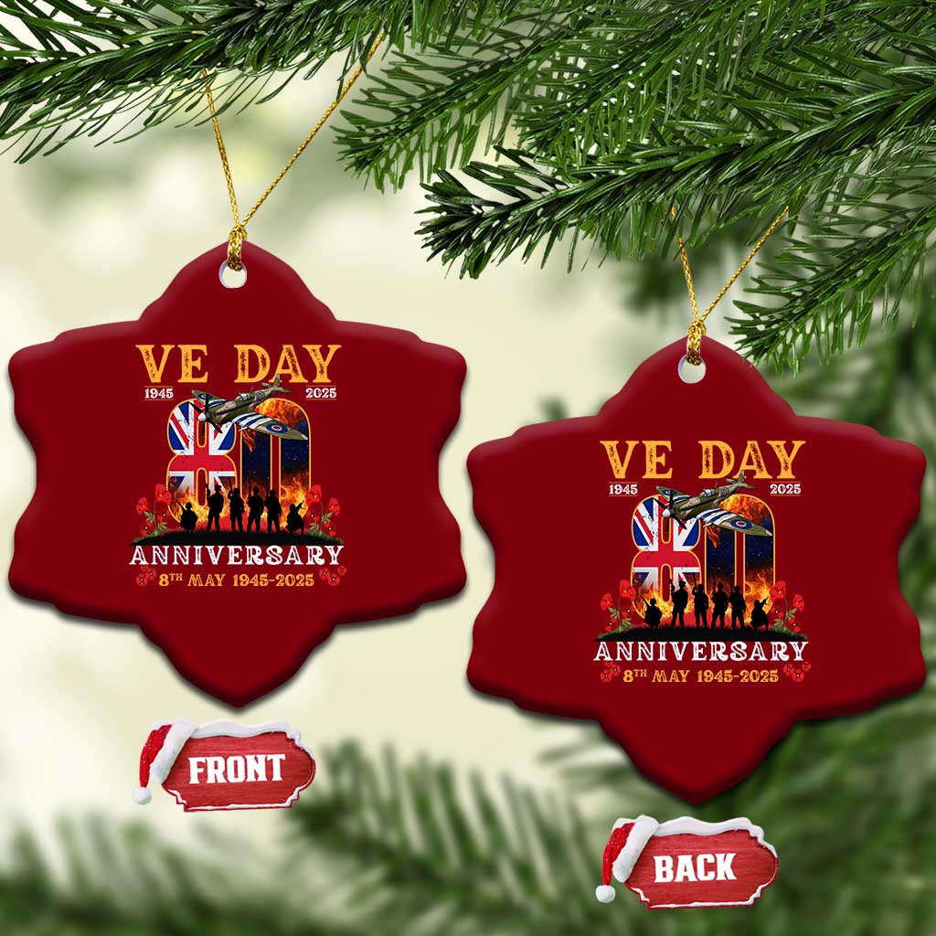 VE Day 80th Anniversary Ceramic Ornament 2025 Celebration Union Flag WWII Remembrance - Wonder Print Shop