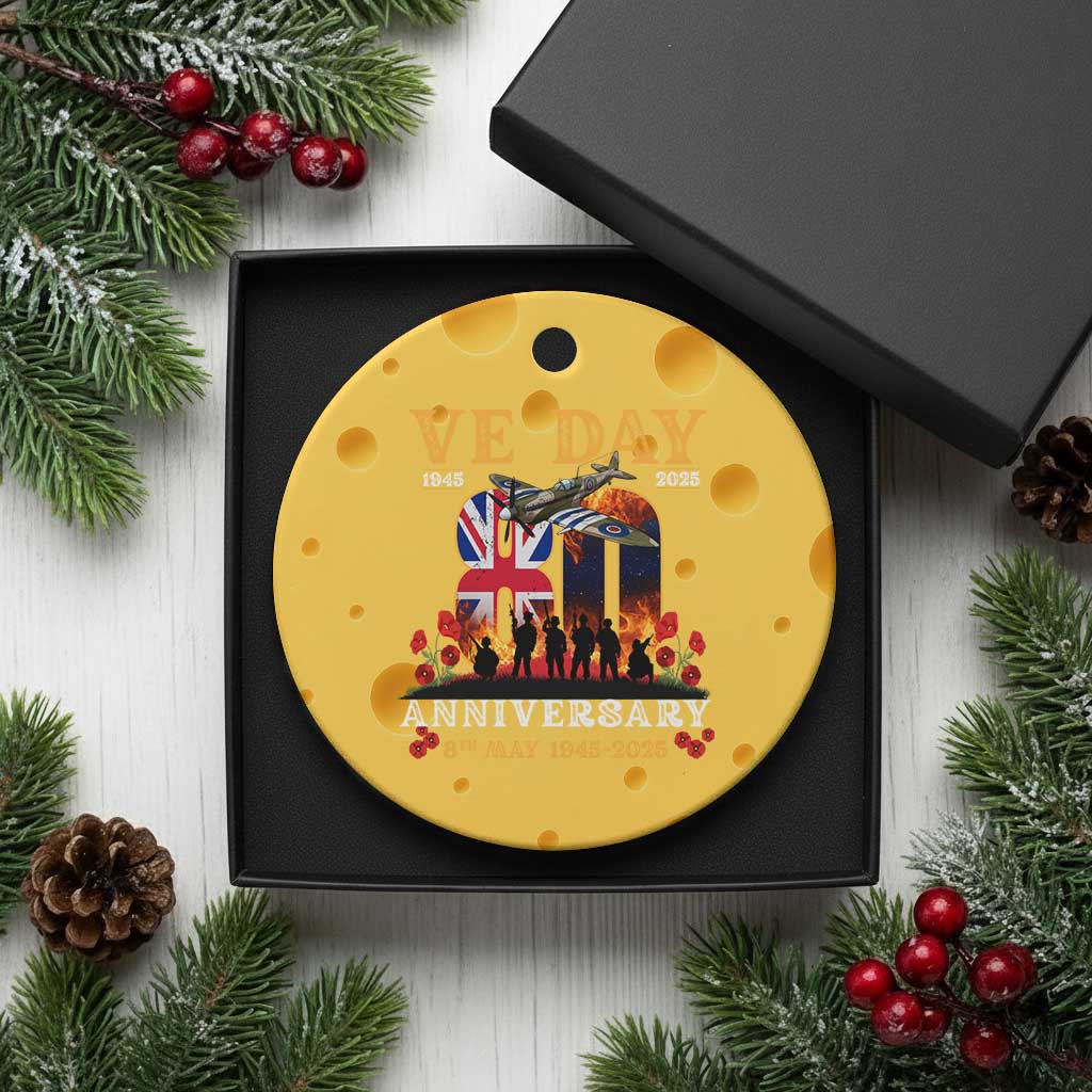 VE Day 80th Anniversary Ceramic Ornament 2025 Celebration Union Flag WWII Remembrance - Wonder Print Shop