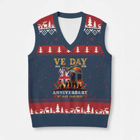 VE Day 80th Anniversary V-Neck Knit Sweater Vest 2025 Celebration Union Flag WWII Remembrance - Wonder Print Shop