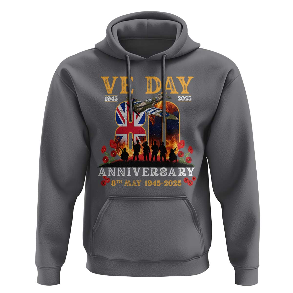 VE Day 80th Anniversary Hoodie 2025 Celebration Union Flag WWII Remembrance
