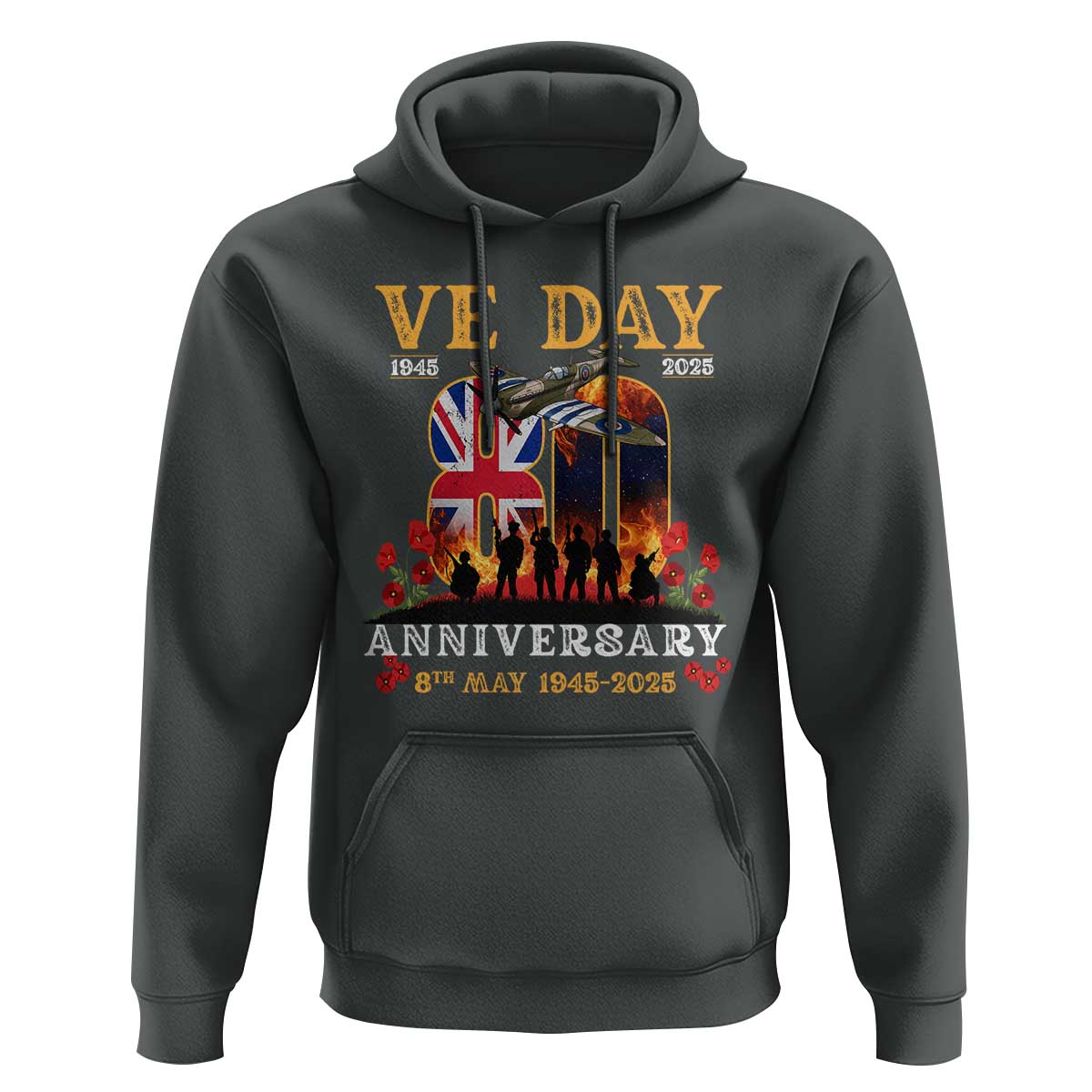 VE Day 80th Anniversary Hoodie 2025 Celebration Union Flag WWII Remembrance