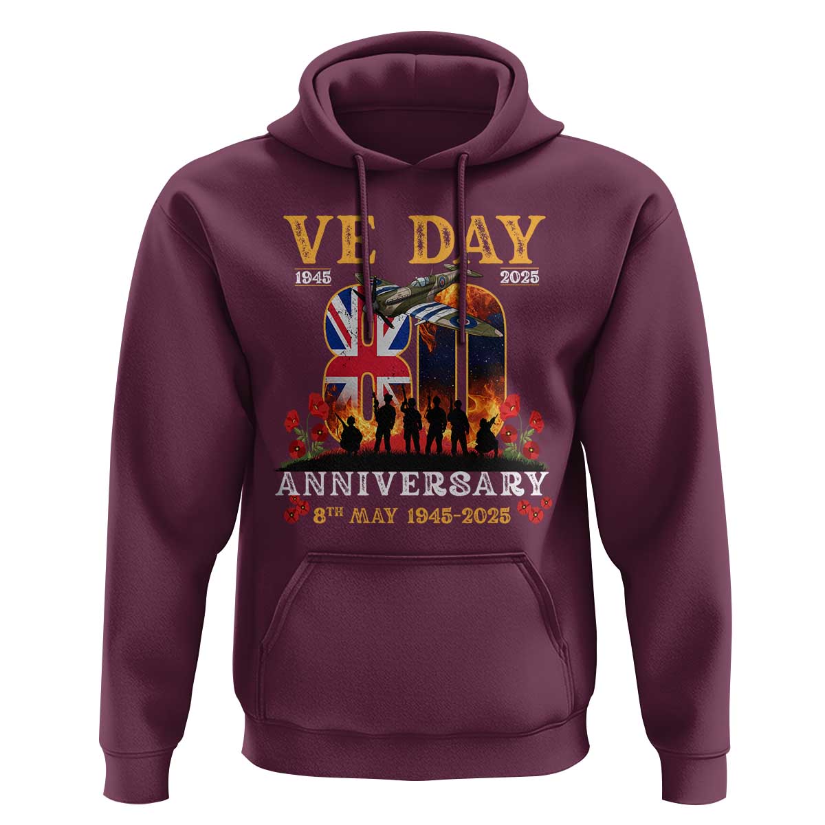 VE Day 80th Anniversary Hoodie 2025 Celebration Union Flag WWII Remembrance