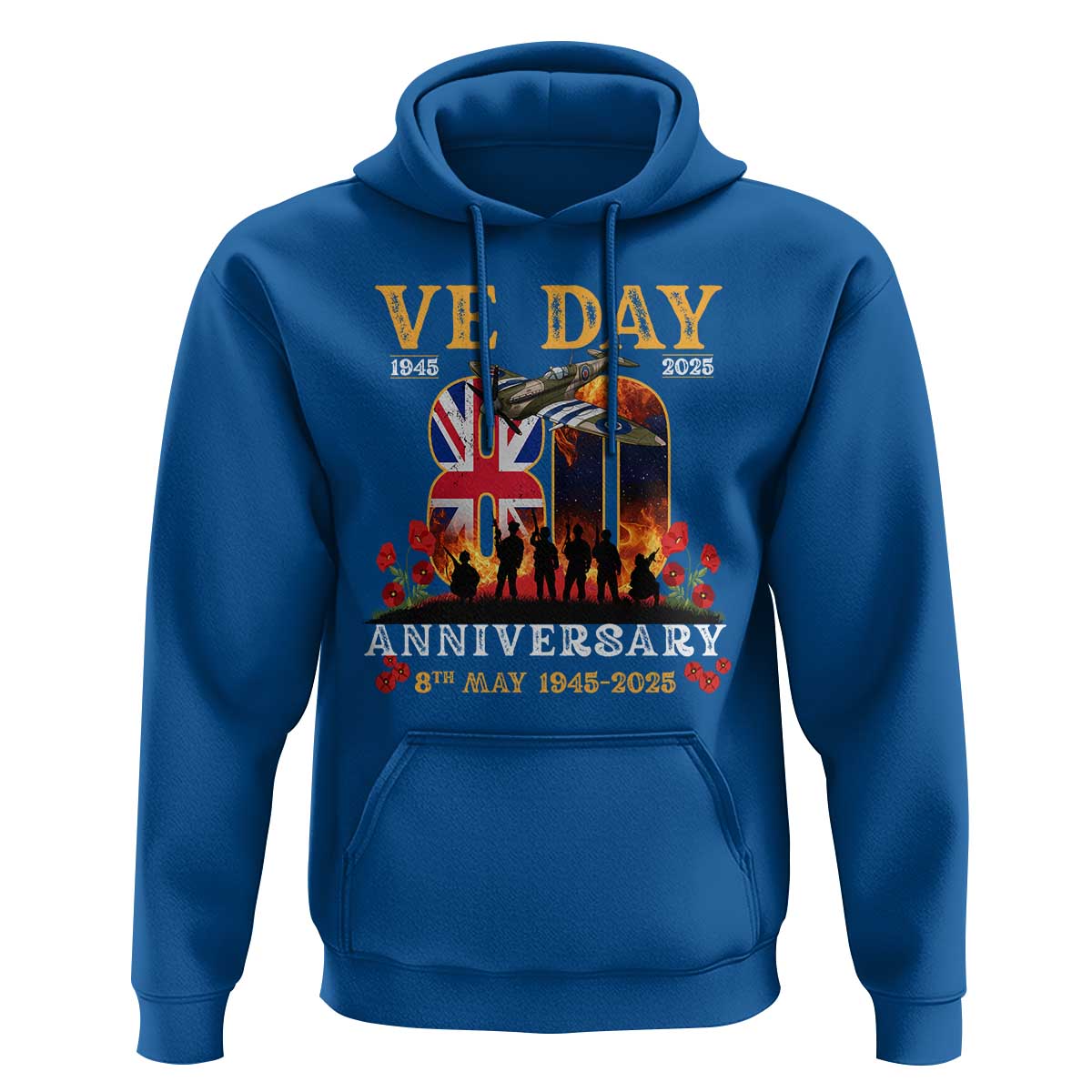 VE Day 80th Anniversary Hoodie 2025 Celebration Union Flag WWII Remembrance