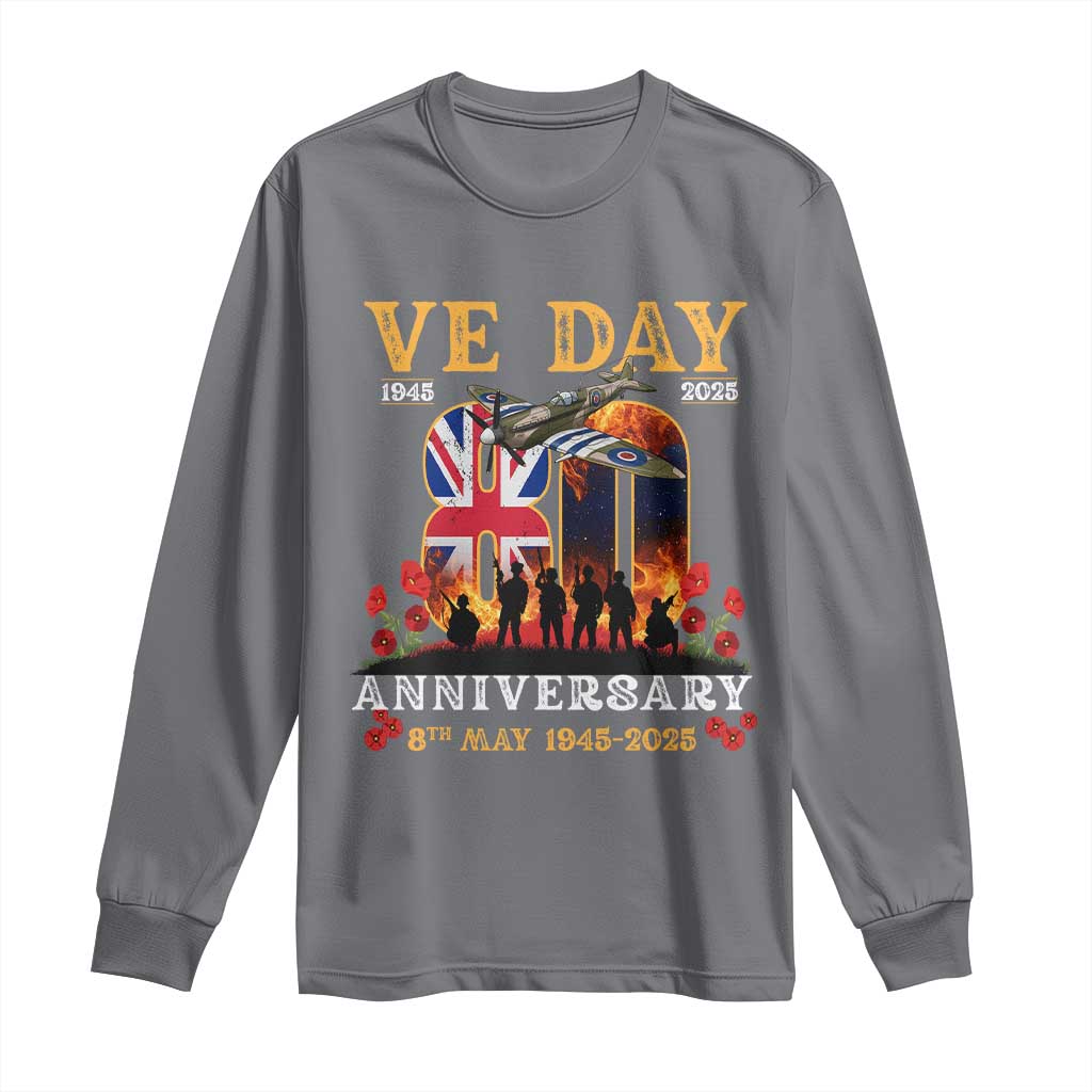 VE Day 80th Anniversary Long Sleeve Shirt 2025 Celebration Union Flag WWII Remembrance