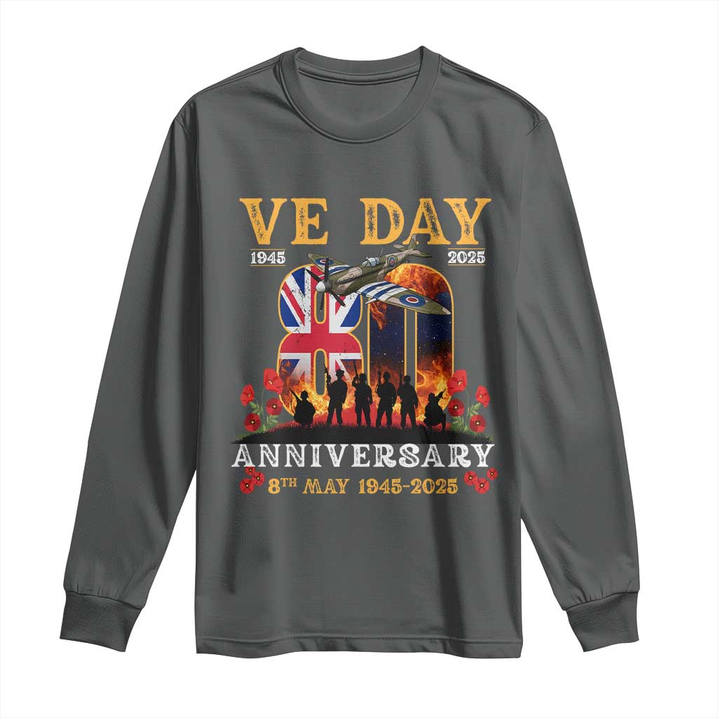 VE Day 80th Anniversary Long Sleeve Shirt 2025 Celebration Union Flag WWII Remembrance