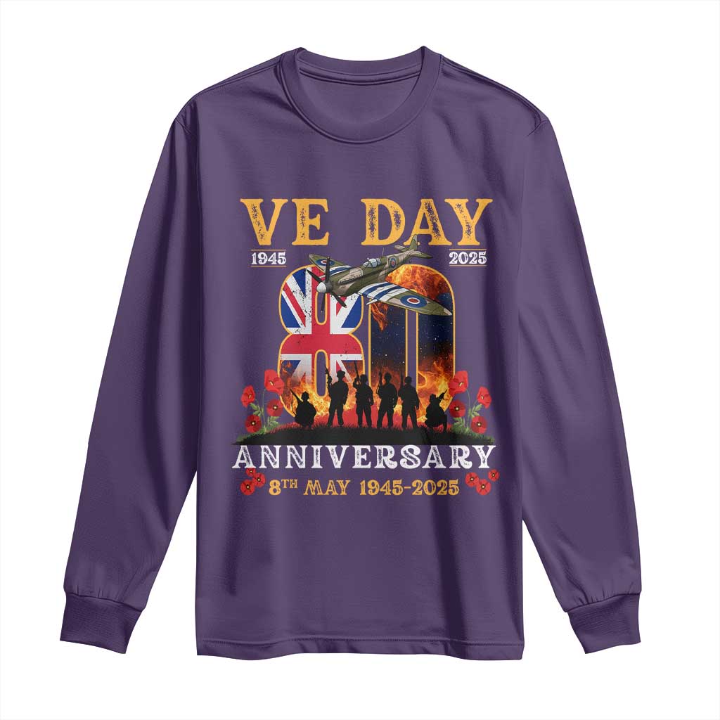 VE Day 80th Anniversary Long Sleeve Shirt 2025 Celebration Union Flag WWII Remembrance