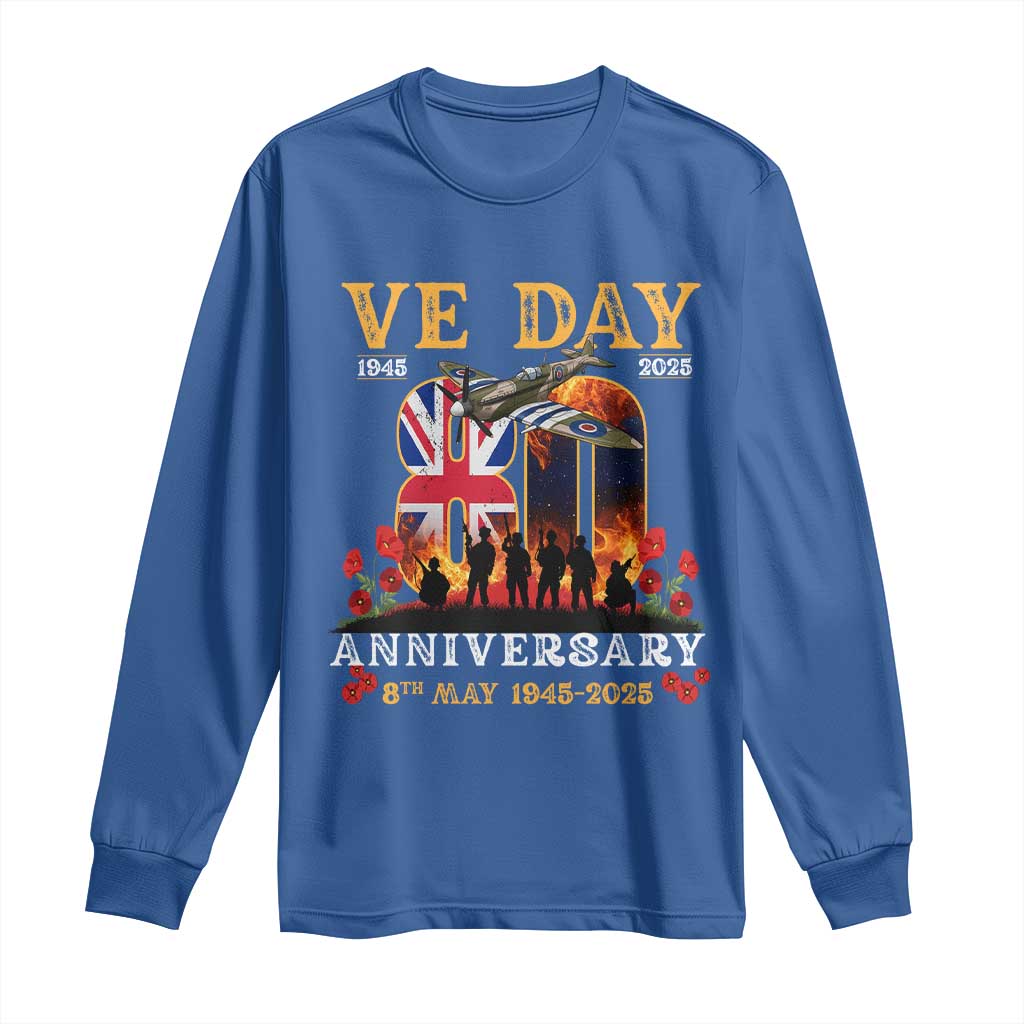 VE Day 80th Anniversary Long Sleeve Shirt 2025 Celebration Union Flag WWII Remembrance