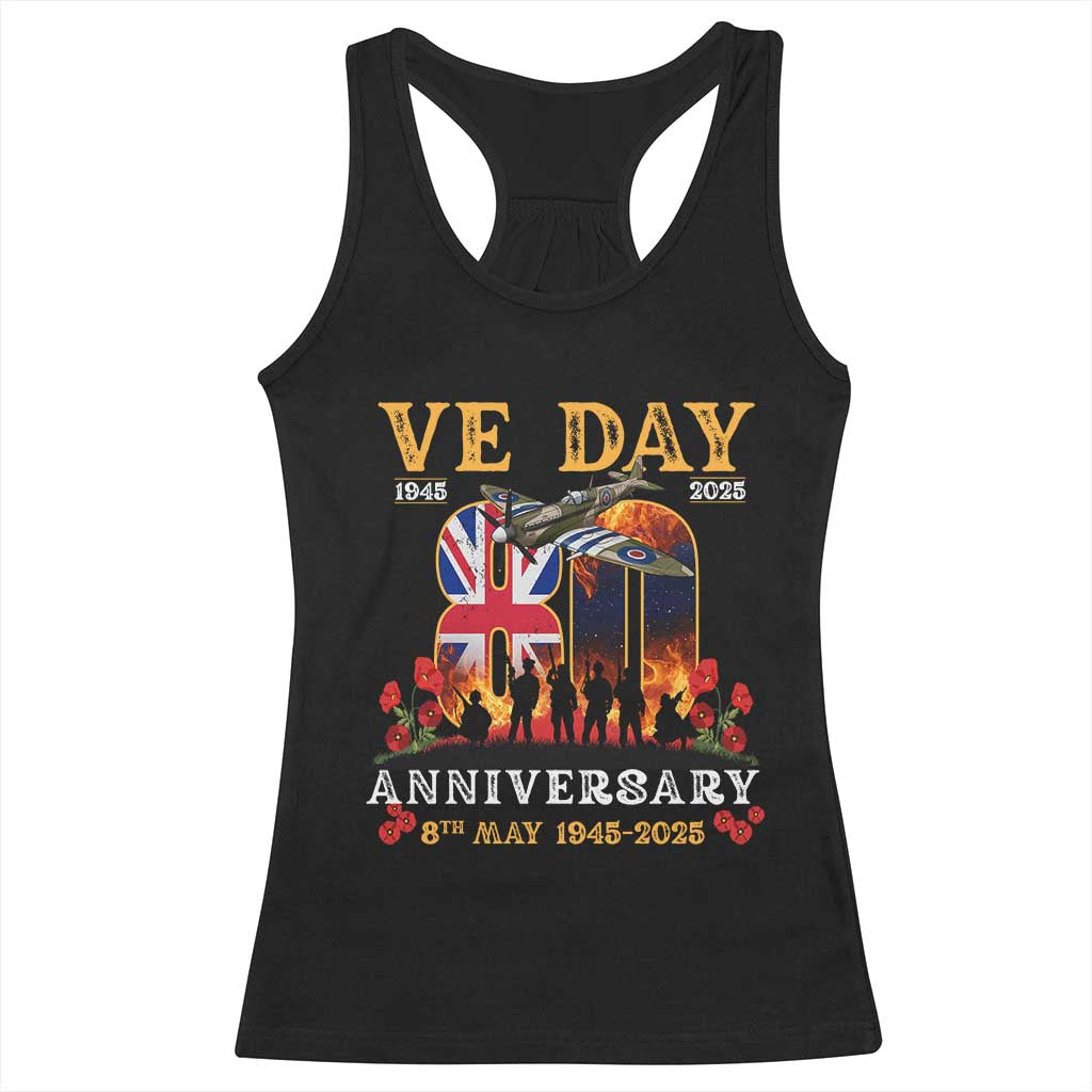 VE Day 80th Anniversary Racerback Tank Top 2025 Celebration Union Flag WWII Remembrance