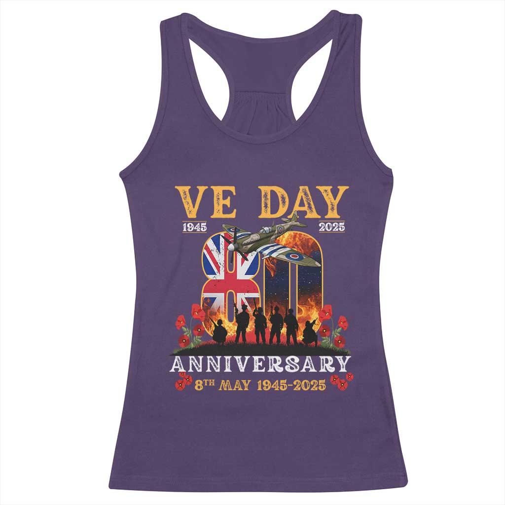 VE Day 80th Anniversary Racerback Tank Top 2025 Celebration Union Flag WWII Remembrance
