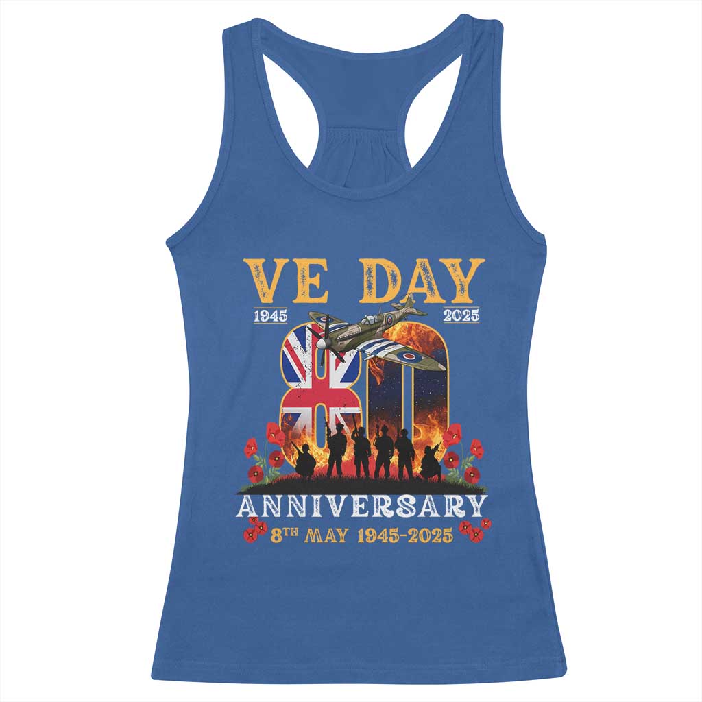 VE Day 80th Anniversary Racerback Tank Top 2025 Celebration Union Flag WWII Remembrance