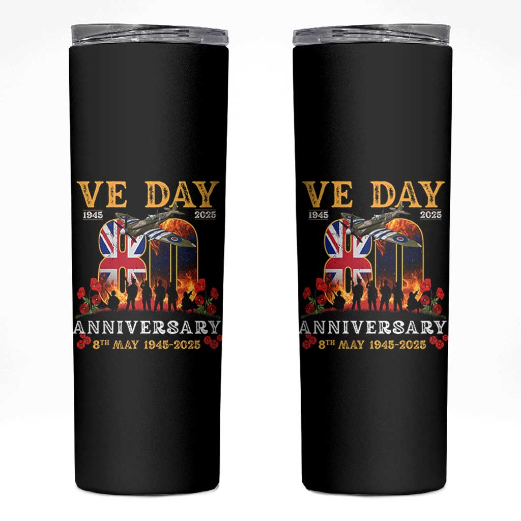 VE Day 80th Anniversary Skinny Tumbler 2025 Celebration Union Flag WWII Remembrance