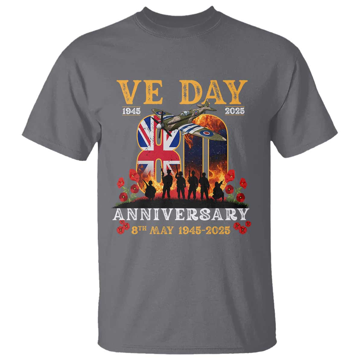 VE Day 80th Anniversary T Shirt 2025 Celebration Union Flag WWII Remembrance