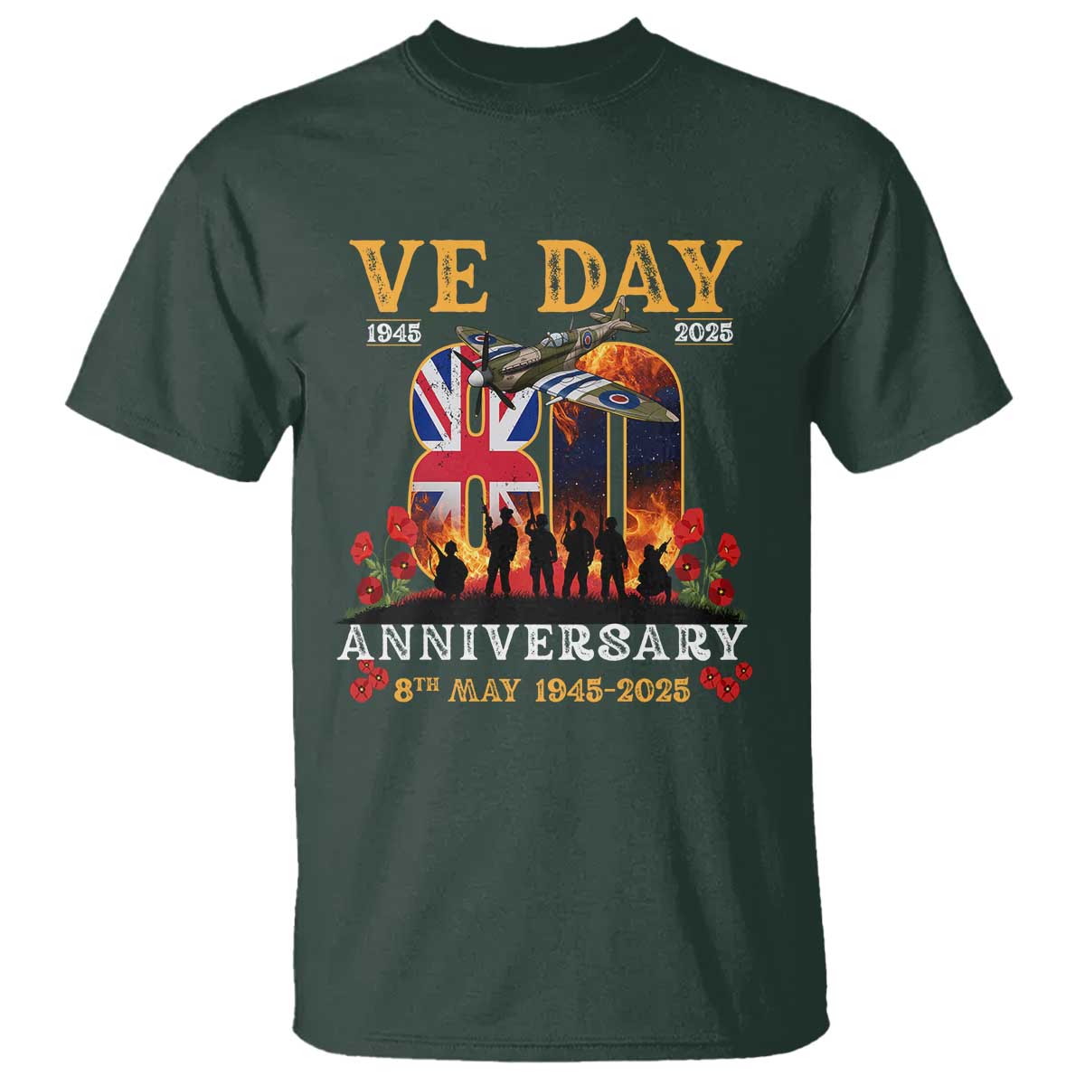 VE Day 80th Anniversary T Shirt 2025 Celebration Union Flag WWII Remembrance