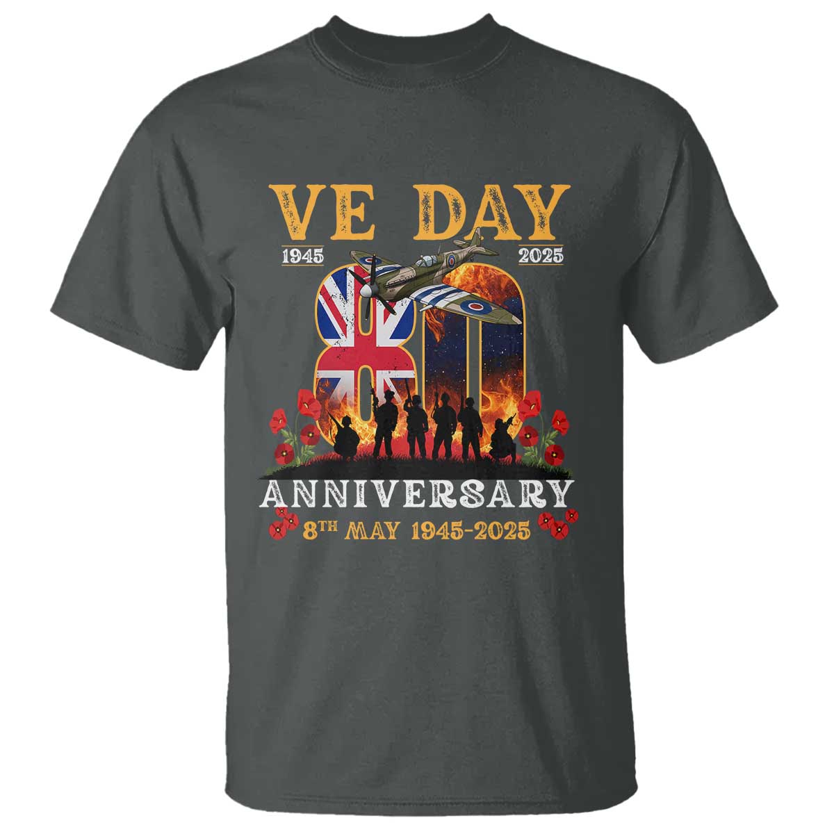 VE Day 80th Anniversary T Shirt 2025 Celebration Union Flag WWII Remembrance