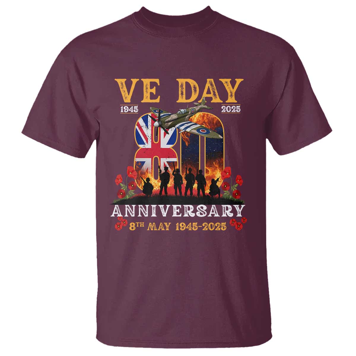 VE Day 80th Anniversary T Shirt 2025 Celebration Union Flag WWII Remembrance