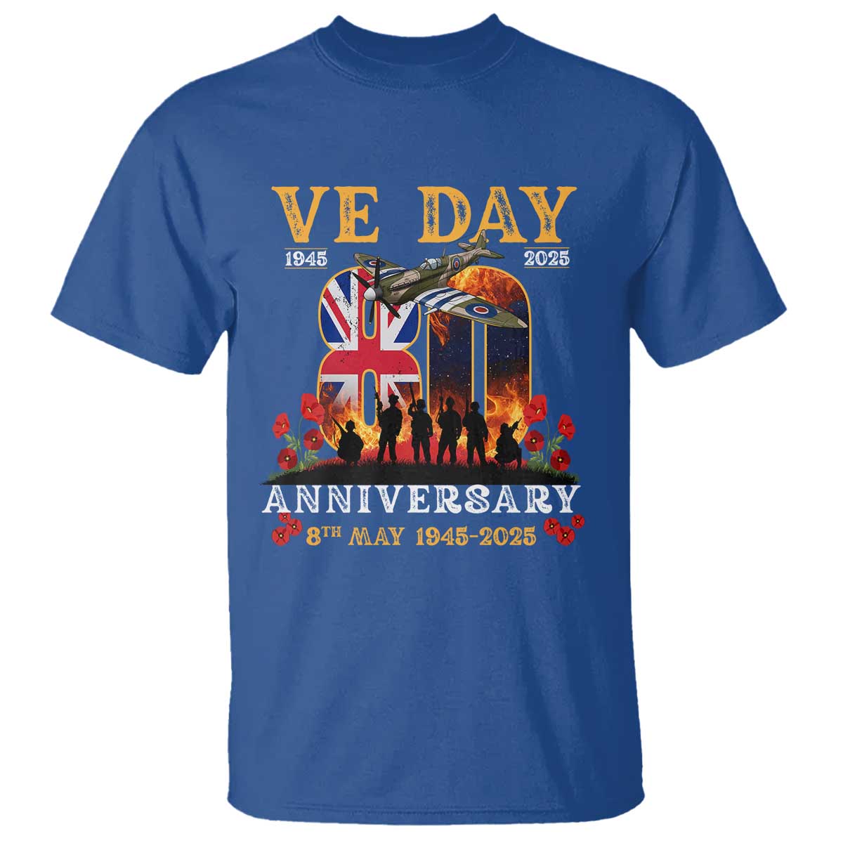 VE Day 80th Anniversary T Shirt 2025 Celebration Union Flag WWII Remembrance