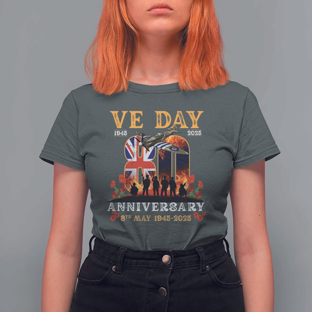 VE Day 80th Anniversary T Shirt For Women 2025 Celebration Union Flag WWII Remembrance