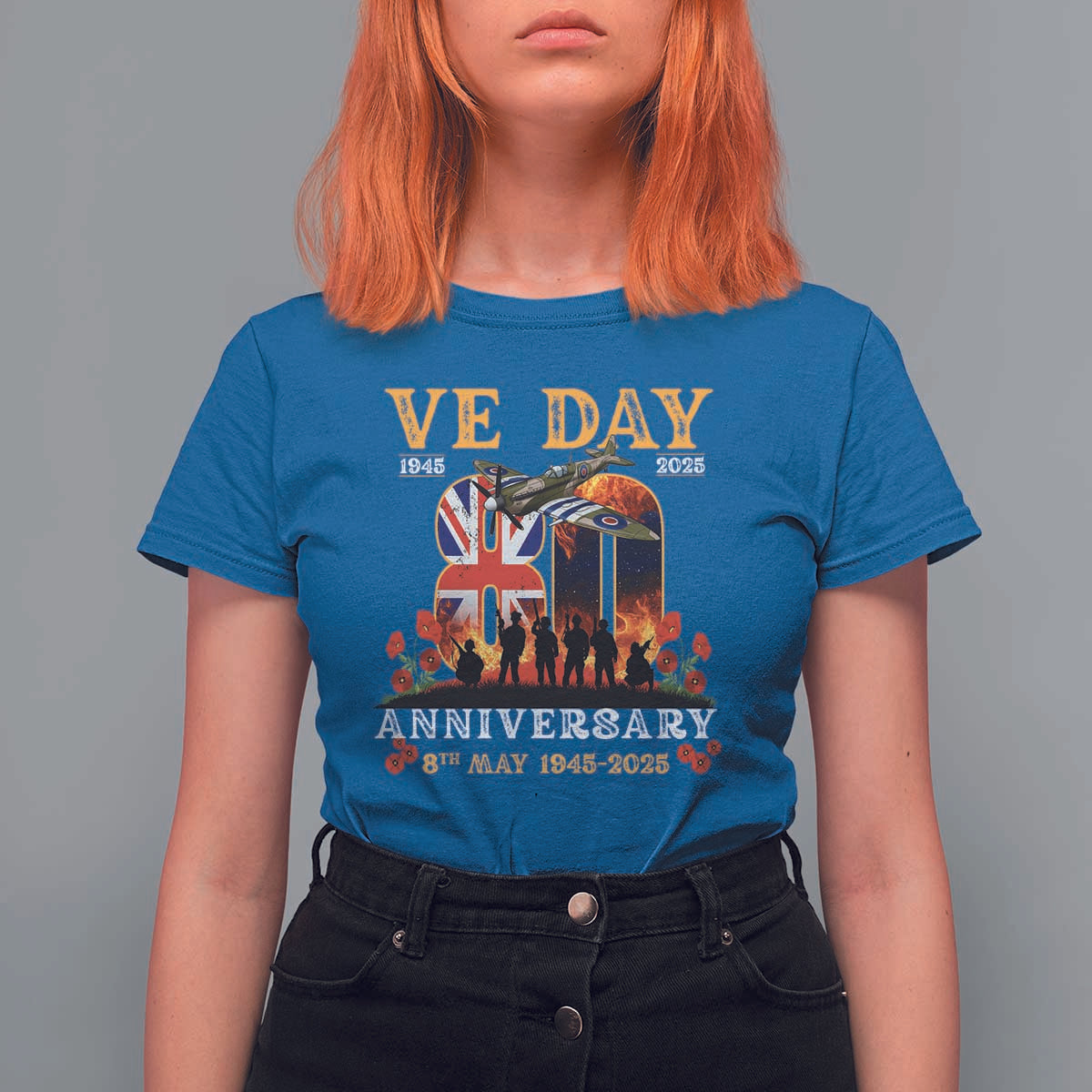 VE Day 80th Anniversary T Shirt For Women 2025 Celebration Union Flag WWII Remembrance