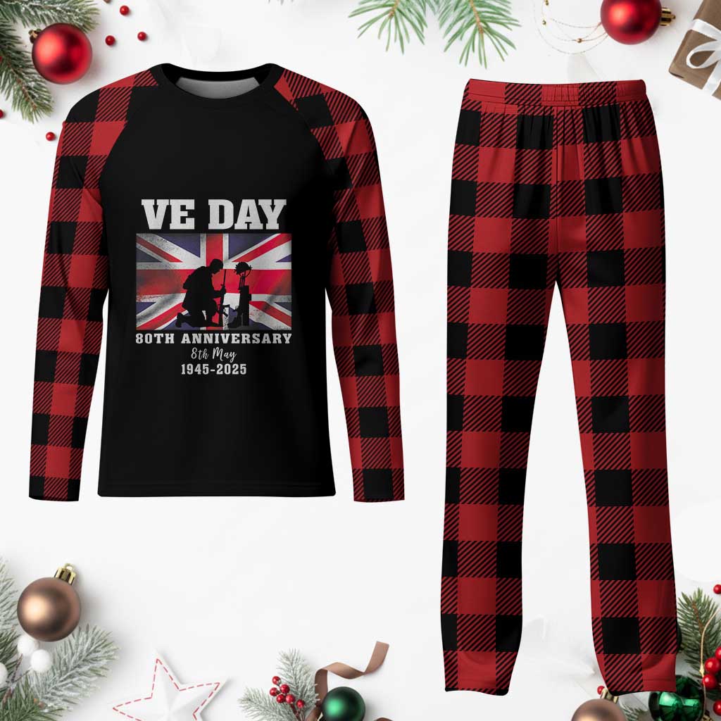 VE Day 80th Anniversary Plaid Pajama Set Victory in Europe Union Flag WWII Remembrance - Wonder Print Shop