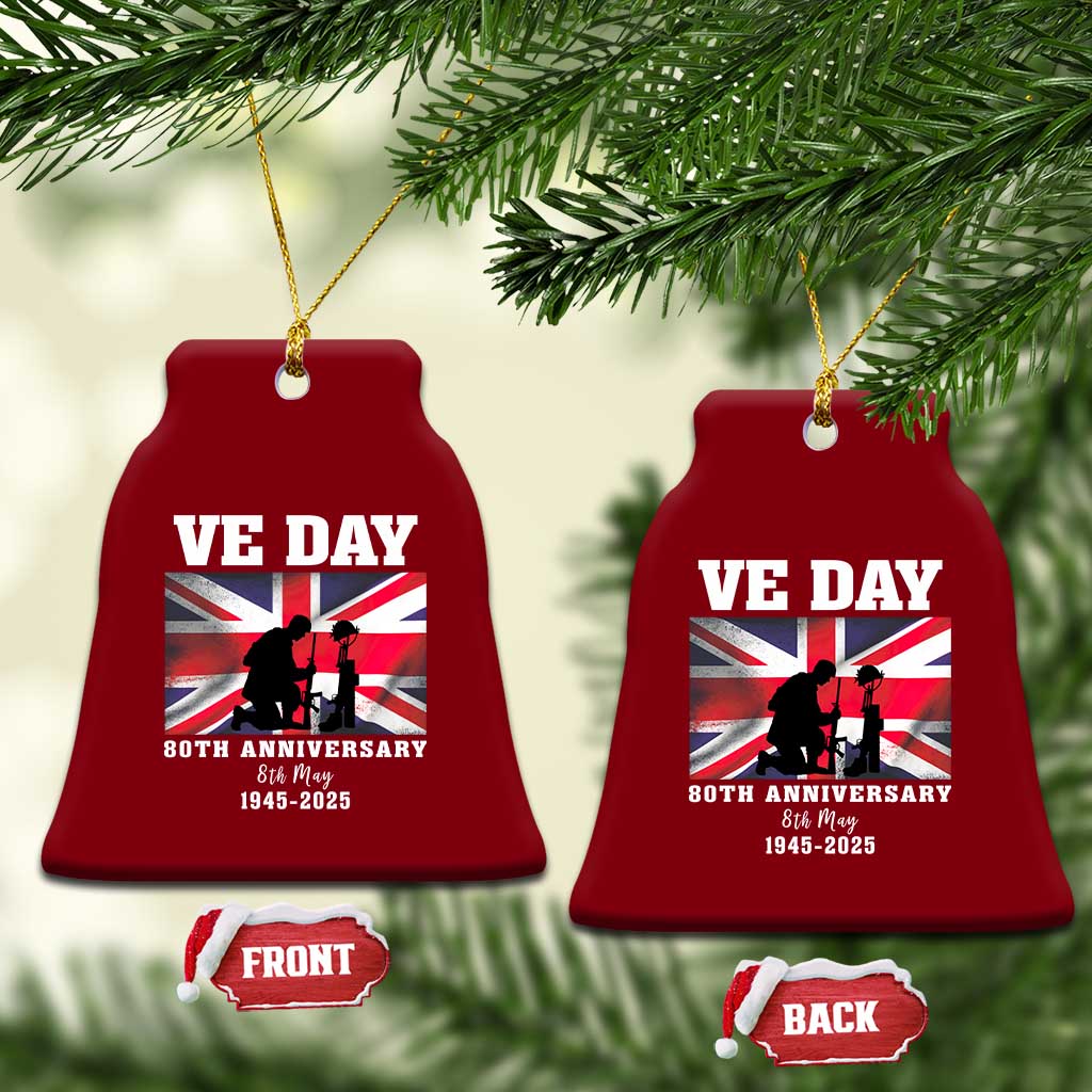 VE Day 80th Anniversary Ceramic Ornament Victory in Europe Union Flag WWII Remembrance - Wonder Print Shop