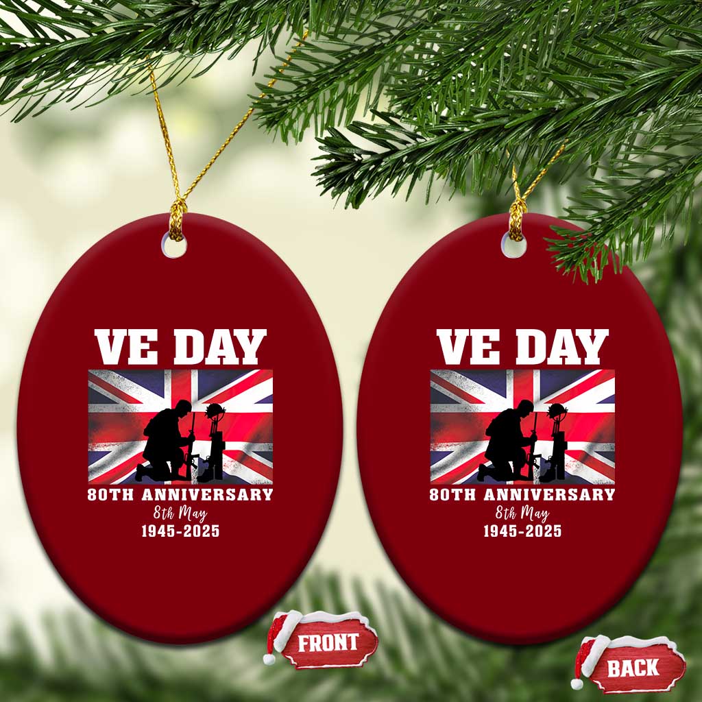 VE Day 80th Anniversary Ceramic Ornament Victory in Europe Union Flag WWII Remembrance - Wonder Print Shop
