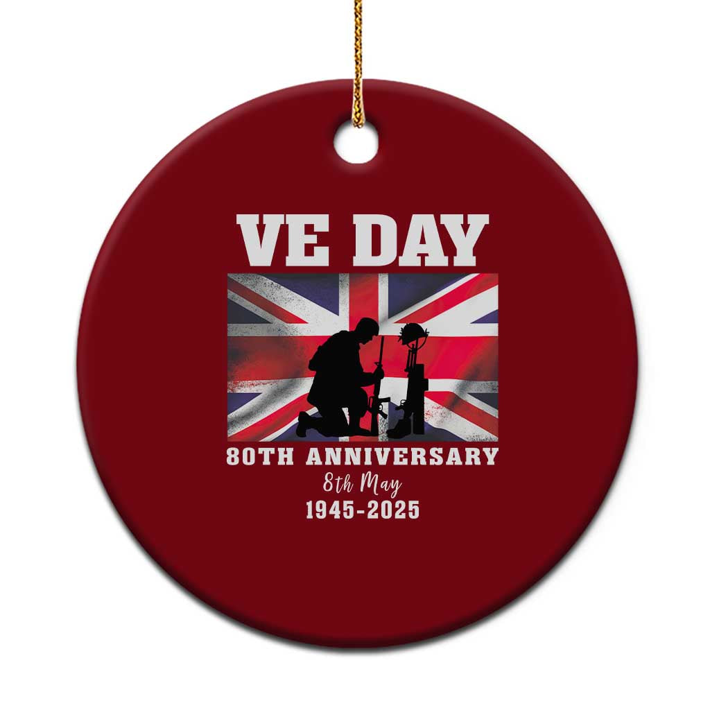 VE Day 80th Anniversary Ceramic Ornament Victory in Europe Union Flag WWII Remembrance - Wonder Print Shop