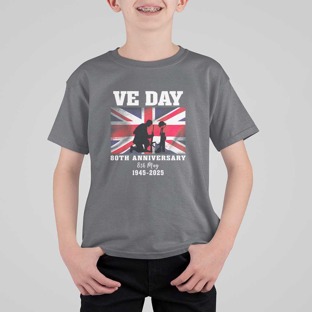 VE Day 80th Anniversary T Shirt For Kid Victory in Europe Union Flag WWII Remembrance