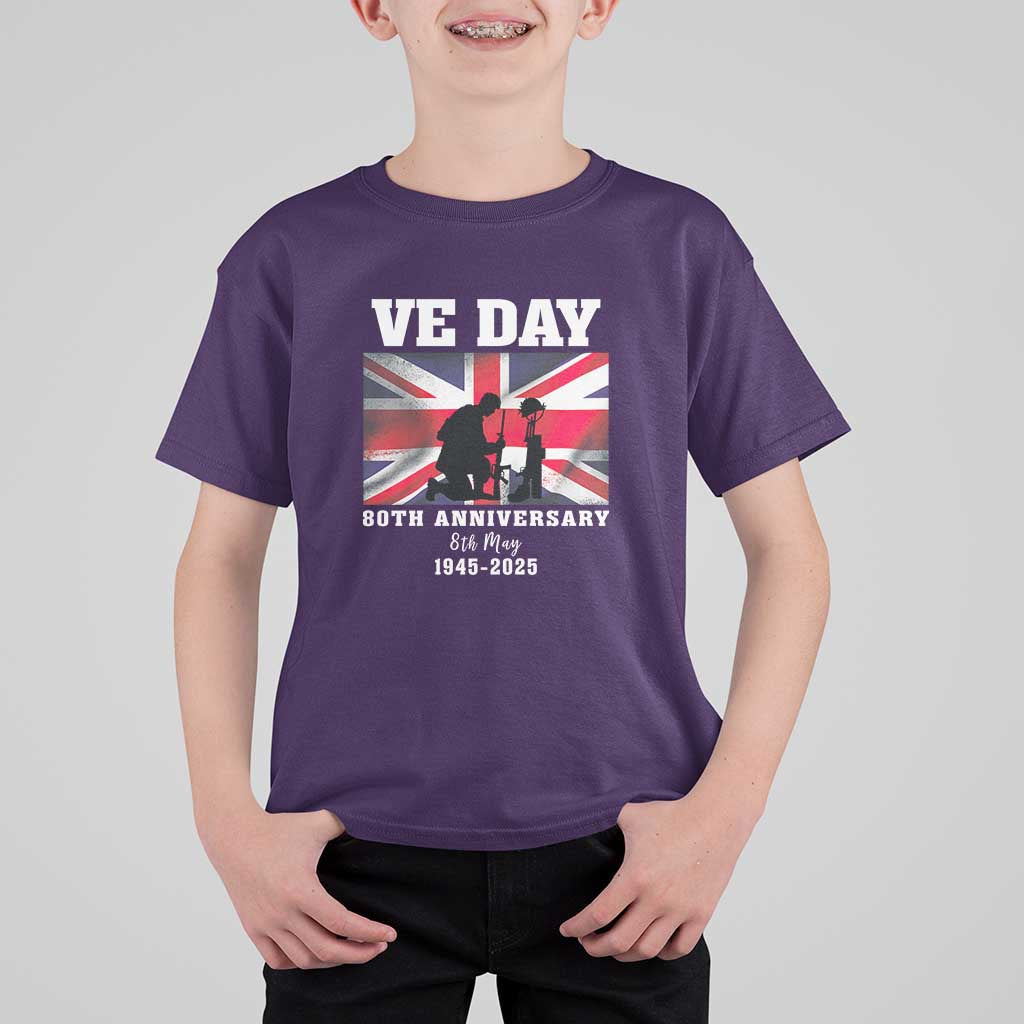 VE Day 80th Anniversary T Shirt For Kid Victory in Europe Union Flag WWII Remembrance