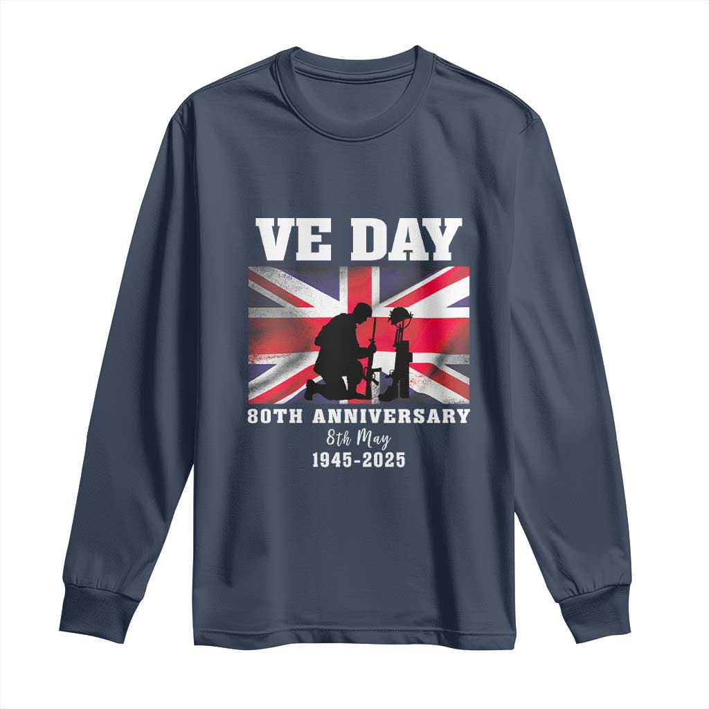 VE Day 80th Anniversary Long Sleeve Shirt Victory in Europe Union Flag WWII Remembrance