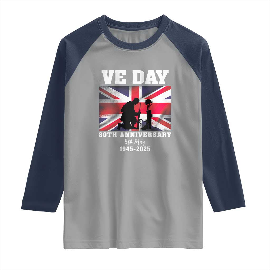 VE Day 80th Anniversary Raglan Shirt Victory in Europe Union Flag WWII Remembrance