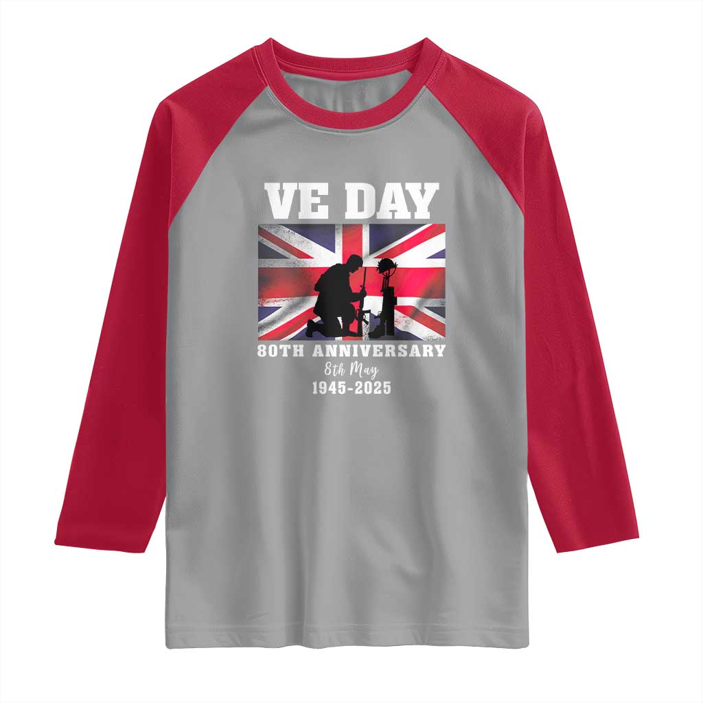 VE Day 80th Anniversary Raglan Shirt Victory in Europe Union Flag WWII Remembrance